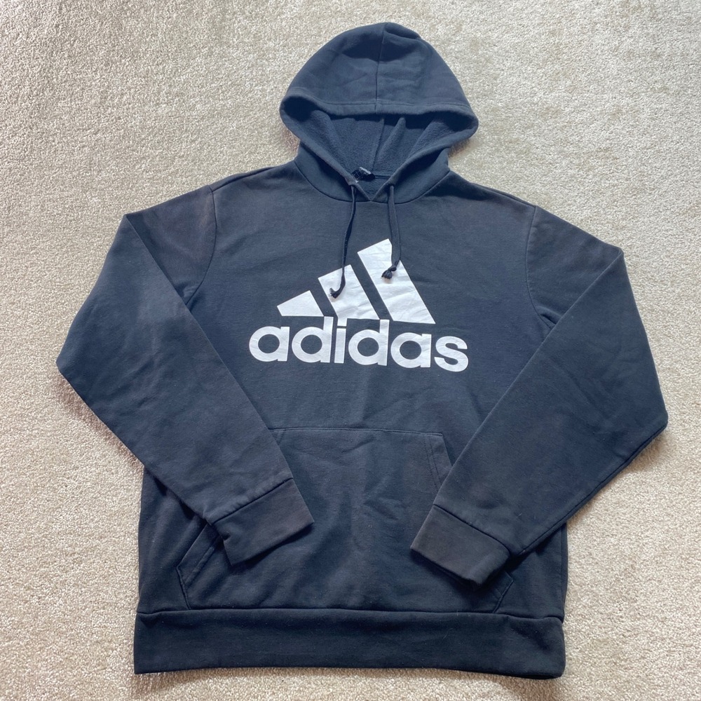 Adidas‎ Sweatshirt Mens Small Golf Hoodie Black Logo Print Pullover
